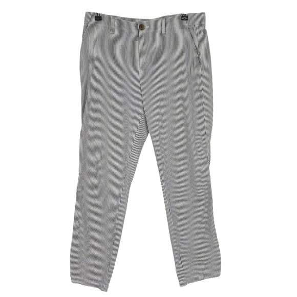 GAP Girlfriend Khaki Pants Blue Conductor Stripe High Rise Slim Straight Chino 6 - Picture 1 of 7